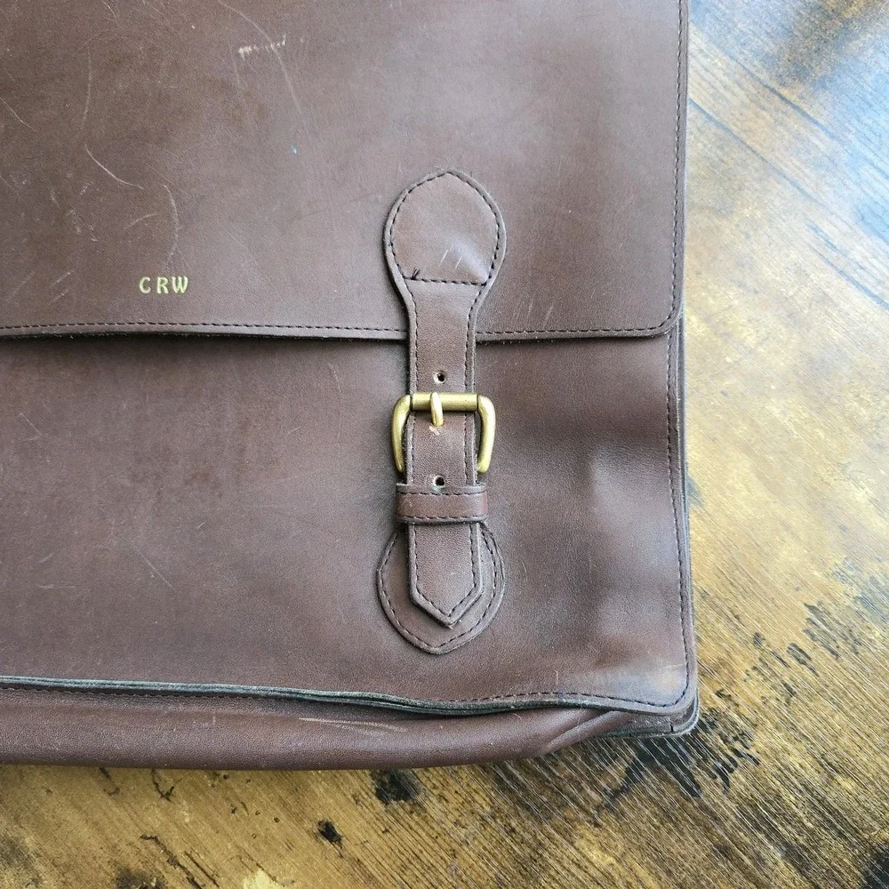 Vintage Kelly's Leathers Briefcase 16x12 Brown‎ Leather Satchel USA Richmond IL